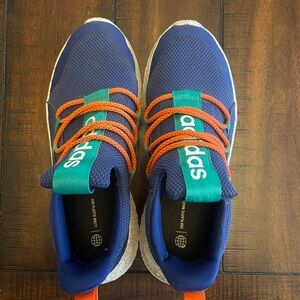 ADIDAS Kids Sneakers in Blue with Orange and Teal, size 6